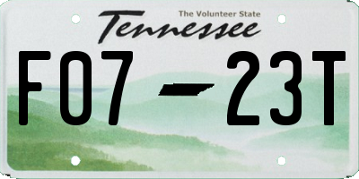 TN license plate F0723T