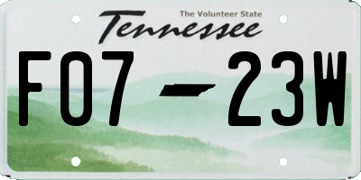 TN license plate F0723W