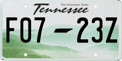 TN license plate F0723Z