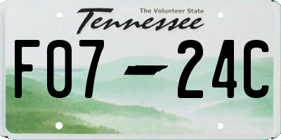 TN license plate F0724C