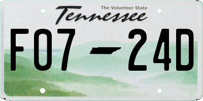 TN license plate F0724D