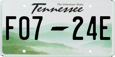 TN license plate F0724E