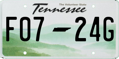 TN license plate F0724G