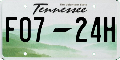 TN license plate F0724H