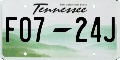 TN license plate F0724J