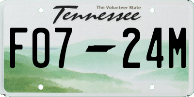 TN license plate F0724M