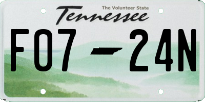TN license plate F0724N