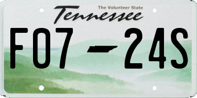 TN license plate F0724S