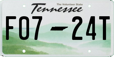 TN license plate F0724T