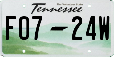 TN license plate F0724W