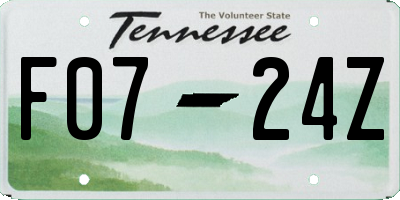 TN license plate F0724Z