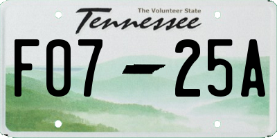TN license plate F0725A