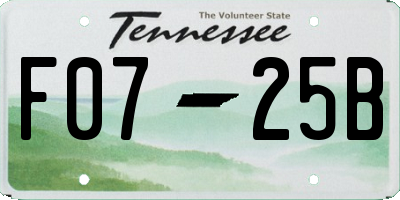 TN license plate F0725B