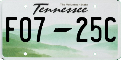 TN license plate F0725C