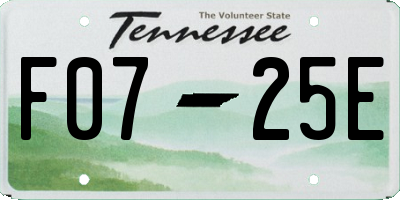 TN license plate F0725E
