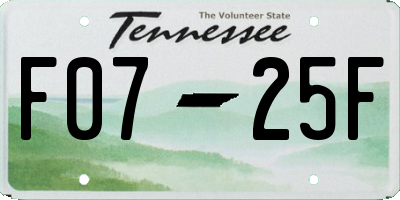 TN license plate F0725F