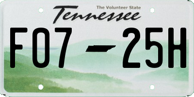 TN license plate F0725H