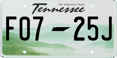 TN license plate F0725J