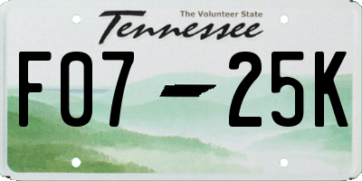 TN license plate F0725K