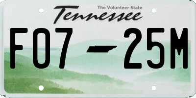TN license plate F0725M