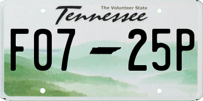 TN license plate F0725P