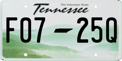 TN license plate F0725Q