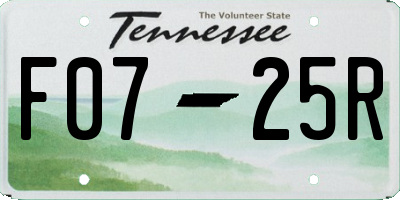 TN license plate F0725R