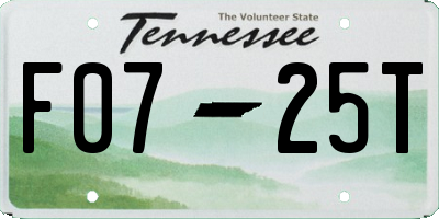 TN license plate F0725T