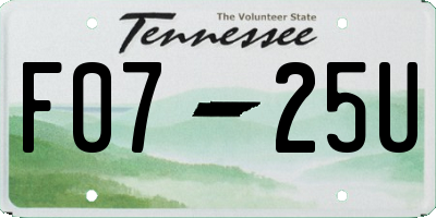 TN license plate F0725U