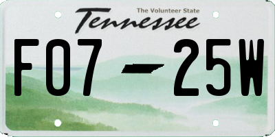 TN license plate F0725W