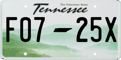 TN license plate F0725X