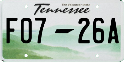TN license plate F0726A