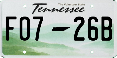TN license plate F0726B
