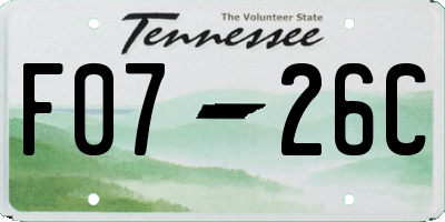 TN license plate F0726C