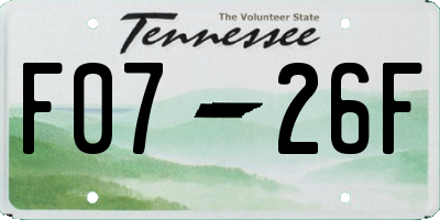 TN license plate F0726F
