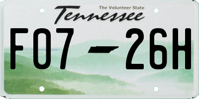 TN license plate F0726H