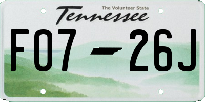 TN license plate F0726J