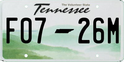 TN license plate F0726M