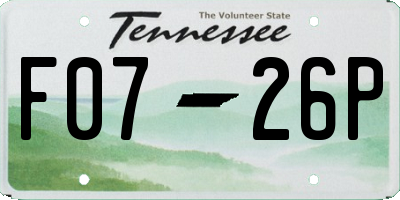 TN license plate F0726P