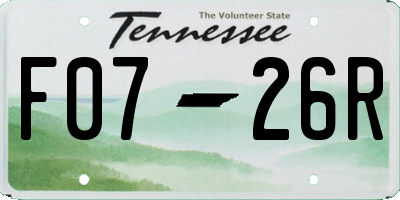 TN license plate F0726R