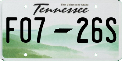 TN license plate F0726S