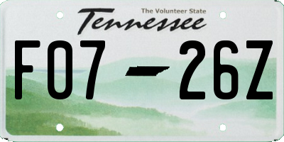 TN license plate F0726Z