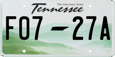TN license plate F0727A