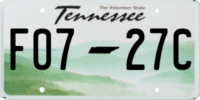 TN license plate F0727C