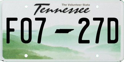 TN license plate F0727D