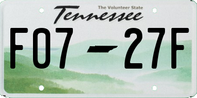TN license plate F0727F