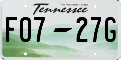 TN license plate F0727G