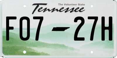 TN license plate F0727H