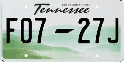 TN license plate F0727J