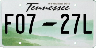 TN license plate F0727L
